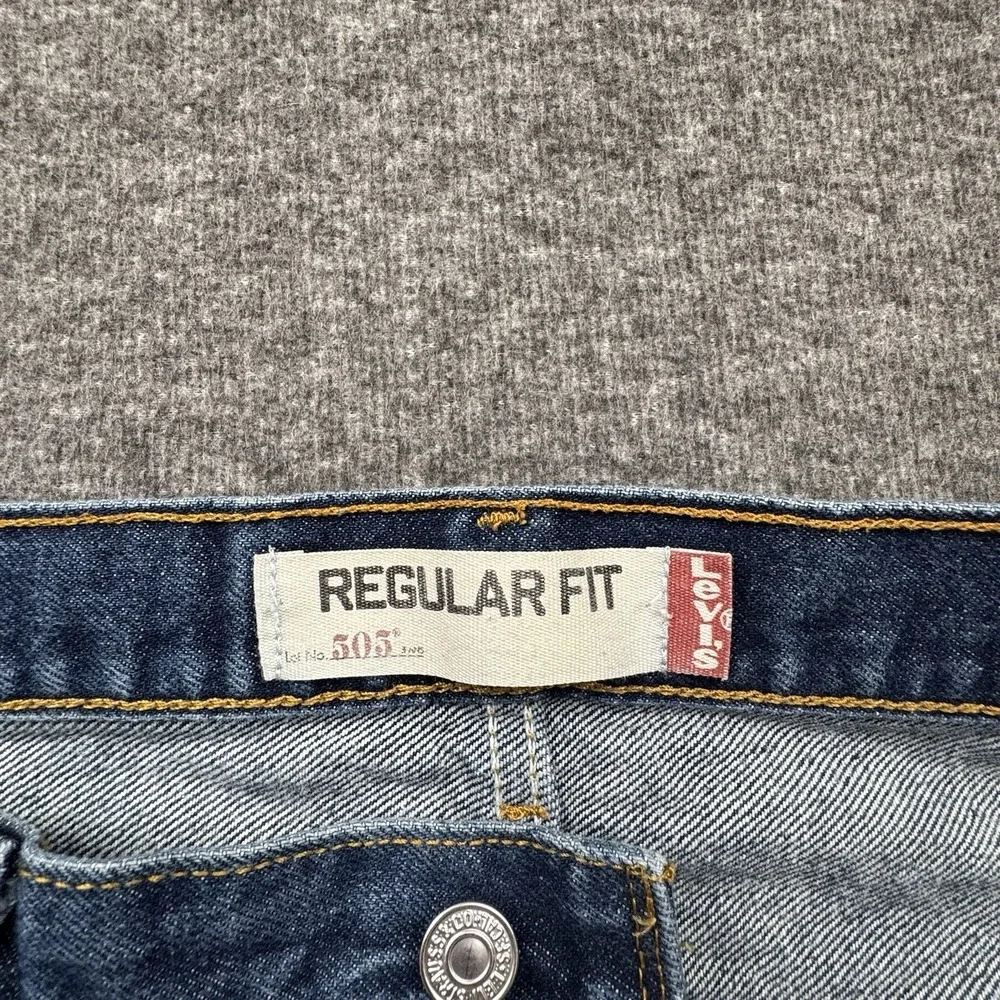 Levi's‎ 505 Regular Fit Straight Leg Blue Denim Jeans Mens Size 40x30 Distressed